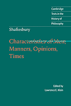 Characteristics of men, manners, opinions, times