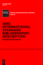 ISBD : International Standard Bibliographic Description