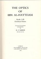 Optics : books I - III, On direct vision / 1 Translation.