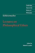 Lectures on philosophical ethics