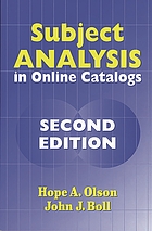 Subject analysis in online catalogs