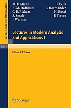 Lectures in modern analysis and applications.