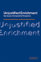 Unjustified enrichment : key issues in comparative perspective