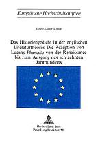 Das Historiengedicht in der englischen Literaturtheorie : die Rezeption von Lucans Pharsalia von der Renaissance bis zum Ausgang des achtzehnten Jahrhunderts