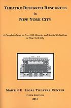 Theatre research resources in New York City Cover Art