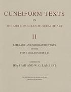 Cuneiform texts in the Metropolitan Museum of Art