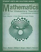 Student hints and solutions to accompany Mathematics for elementary teachers : a contemporary approach