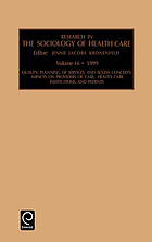 Quality, planning of services, and access concerns : impacts on providers of care, health care institutions, and patients