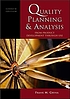 Quality planning and analysis : from product development... by Frank M Gryna