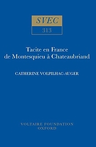 Tacite en France de Montesquieu à Chateaubriand