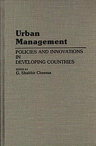 Urban management : policies and innovations in developing countries