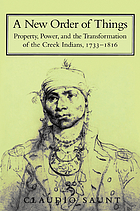 A new order of things : property, power, and the transformation of the Creek Indians, 1733-1816