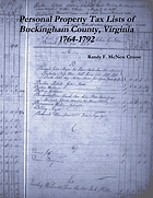 Personal property tax lists of Buckingham County, Virginia, 1764-1792 : including a biographical memorial of Rolfe Eldridge