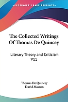 The collected writings of Thomas De Quincey