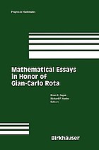 Mathematical essays in honor of Gian-Carlo Rota