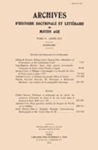 Archives d'histoire doctrinale et littéraire du moyen âge : ouvrage publié avec le concours du Centre National de la Recherche Scientifique, Paris