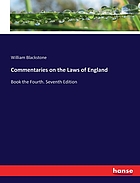 Commentaries on the Laws of England Book the Fourth. Seventh Edition