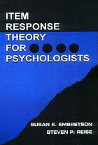 Psychometric methods : item response theory for psychologists