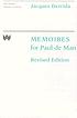 Mémoires : for Paul de Man by  Jacques Derrida 
