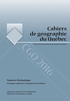 Cahiers de géographie du Québec.