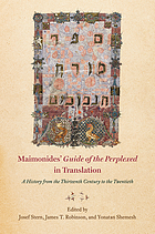 Maimonides' Guide of the perplexed in translation : a history from the thirteenth century to the twentieth