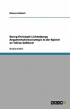 Georg Christoph Lichtenbergs Argumentationsstrategie in der Epistel an Tobias Göbhard