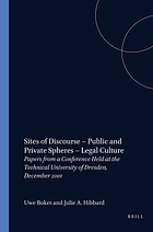 Sites of discourse - public and private sphere - legal culture : papers from a conference held at the Technical University of Dresden, December 2001