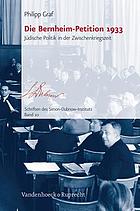 Die Bernheim-Petition 1933 : jüdische Politik in der Zwischenkriegszeit