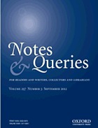 Notes and queries; a medium of intercommunication for literary men, general readers etc. ...