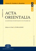 Acta Orientalia Academiae Scientiarum Hungaricae.