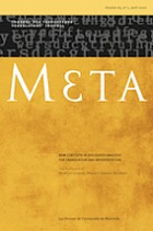 Meta : journal des traducteurs = translators' journal : organe d'information et de recherche dans les domaines de la traduction et de l'interpretation.