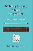 Writing Essays About Literature: A Brief Guide for University and College  Students: Acheson, Katherine O.: 9781551119922: Books 