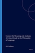 Context for meaning and analysis : a critical... by  H  G Callaway 